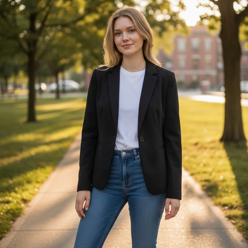 The Limited Blazer Womens 8P Navy Blue Two Button Office Professional Career